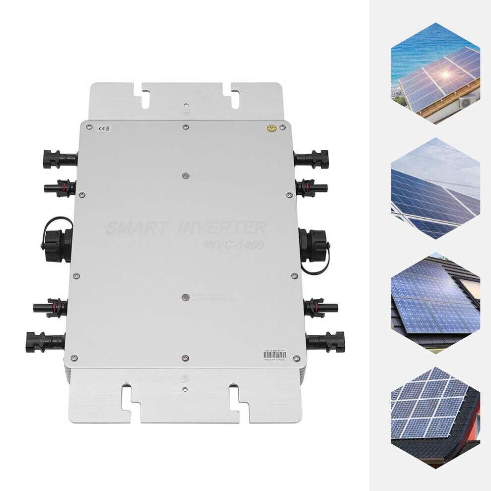 1400W Waterproof Solar Micro Inverter Grid Tie Mppt Pure Sine Wave Dc To Ac 110V Silver 9495687767567