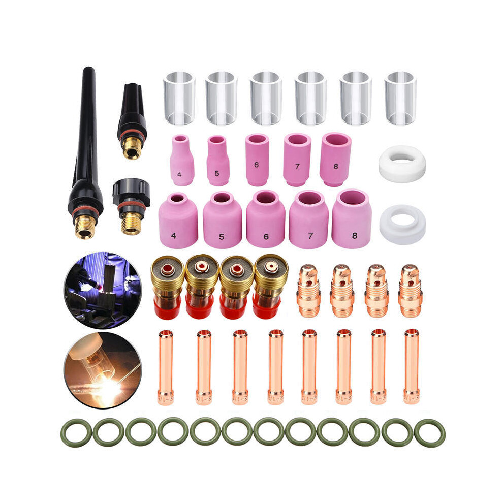 49Pcs Tig Welding Torch Stubby Gas Lens #10 Pyrex Glass Cup Kit For Wp-17/18/26 9495687807898