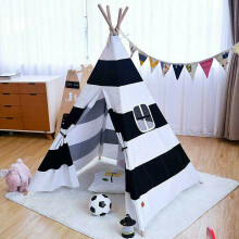 Black Children Kids Summer Garden Room Teepee Tent Play House Wigwam Cotton Canvas Indoor Outdoor Camping