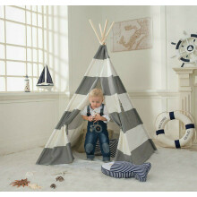 Grey Children Kids Summer Garden Room Teepee Tent Play House Wigwam Cotton Canvas Indoor Outdoor Camping
