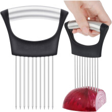 Onion Holder Stainless Steel Prongs Slicing Vegetable Cutter-Silver