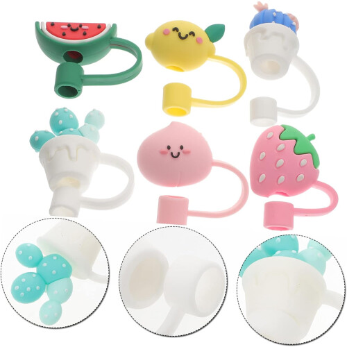 Lot de 6 embouts de paille réutilisables en silicone, non lavables 1