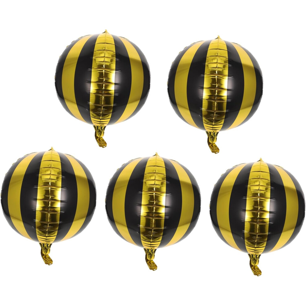 Lot de 5 ballons de fête rayés en aluminium pour décorations de mariage et d'anniversaire, remplis d'hélium