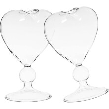 Lot de 2 verres à cocktail cœur côtelés en relief - élégants gobelets en verre transparent, base stable et antidérapante