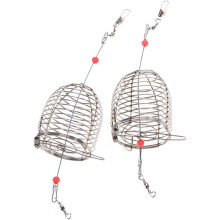 Lot de 2 paniers de pêche en acier inoxydable avec couvercle à ressort et support pour leurres, pour crabes, homards et écrevisses
