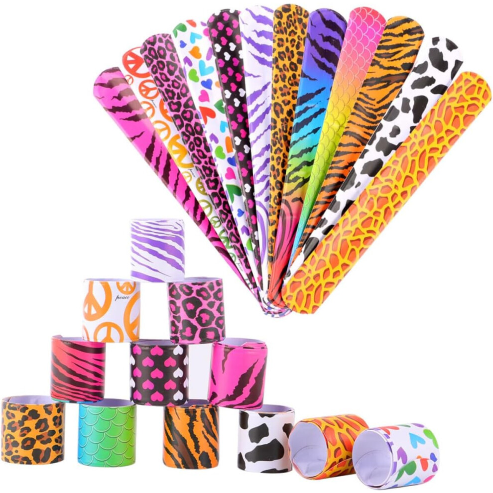 Lot de 55 bracelets de fête pour enfants, bracelets à claquer vibrants, motifs aléatoires