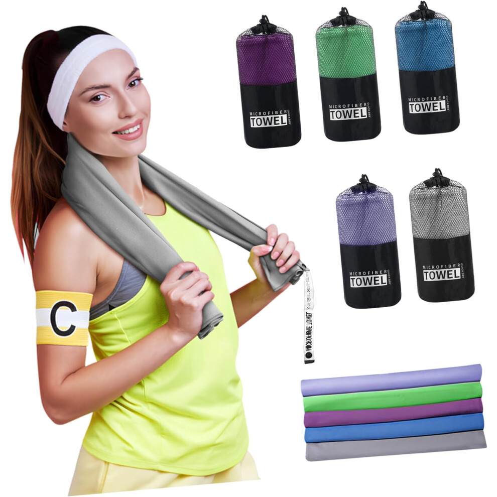 Serviettes de plage à séchage rapide, 2 pièces, en microfibre, grande serviette de plage pour yoga, camping, salle de sport