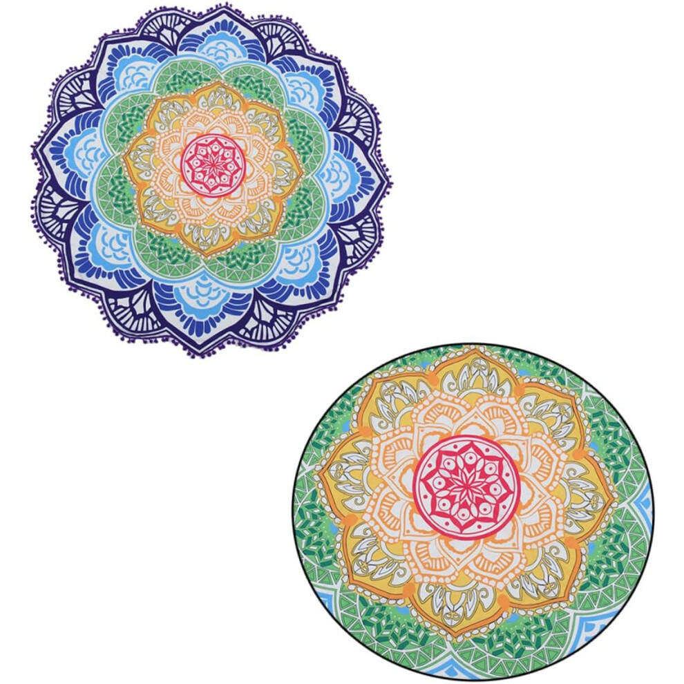 Serviette de plage à franges colorées, pompons, tapis de yoga rond, couvertures, châles, polyester pour la maison, motif lotus