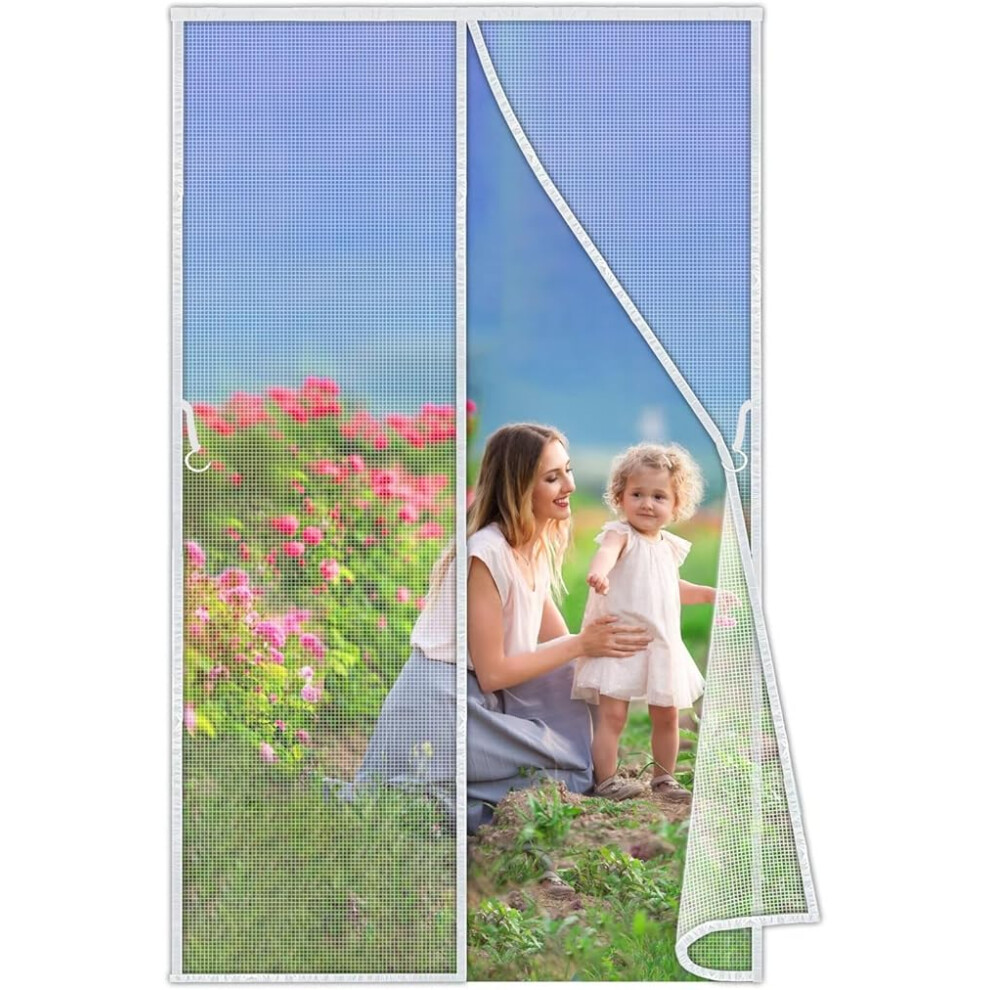 White Magic Curtain Door Mesh Mosquito Fly Bug Insect Net Screen Magnetic Fastening with Velcro