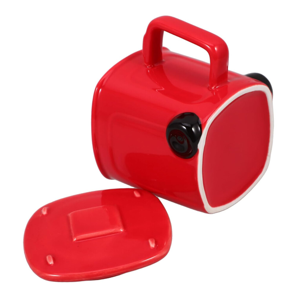 Tasse en céramique unique en forme de poubelle, tasse fantaisie cool pour les fêtes de café et de thé, rouge, 1 pièce