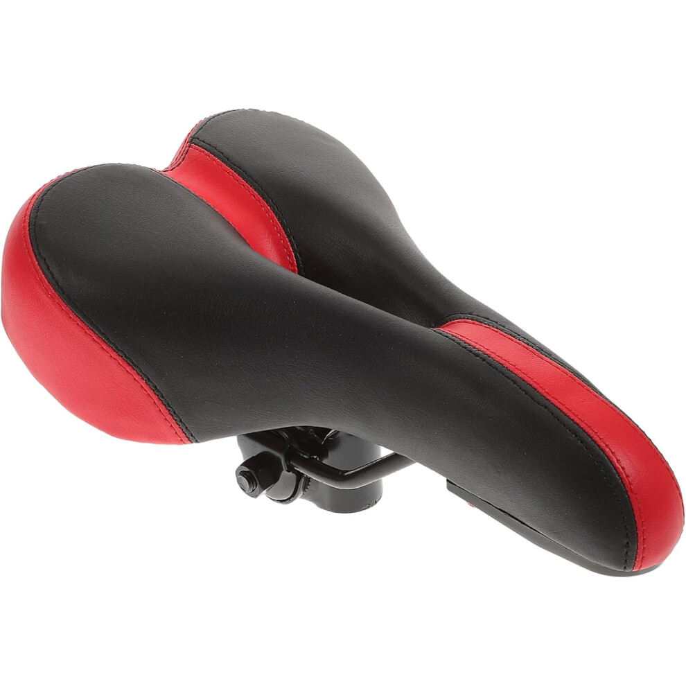 Selle de vélo en cuir rouge creuse avec éponge pour une conduite confortable