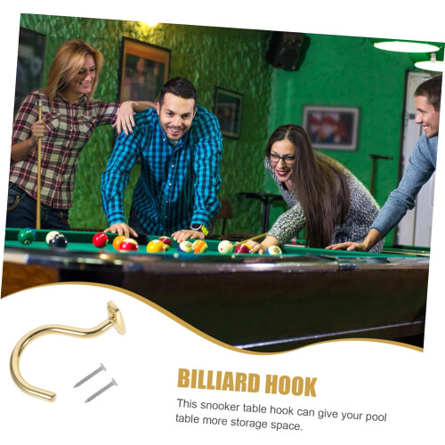 Lot de 2 crochets de queue de billard chromés avec vis de montage pour support de billard 1