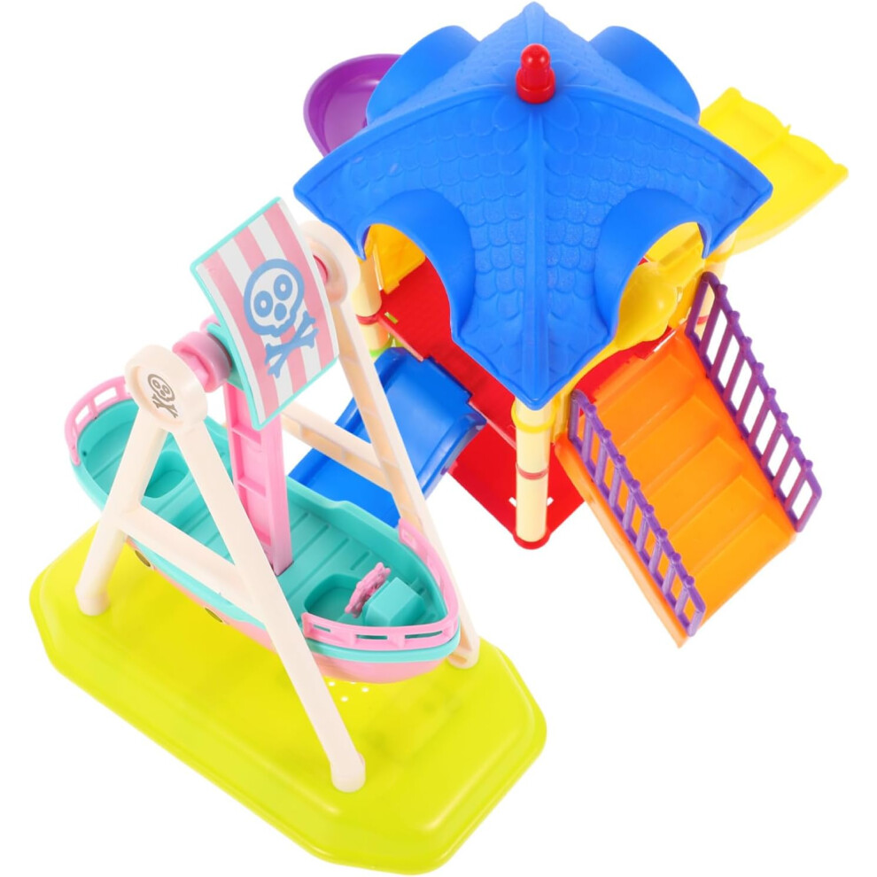 Ensemble de jouets miniatures pour aire de jeux, kit de construction miniature, toboggan pour le jeu imaginatif des enfants