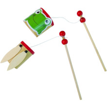Lot de 2 jouets musicaux en bambou pour enfants, adorables jouets à secouer la main