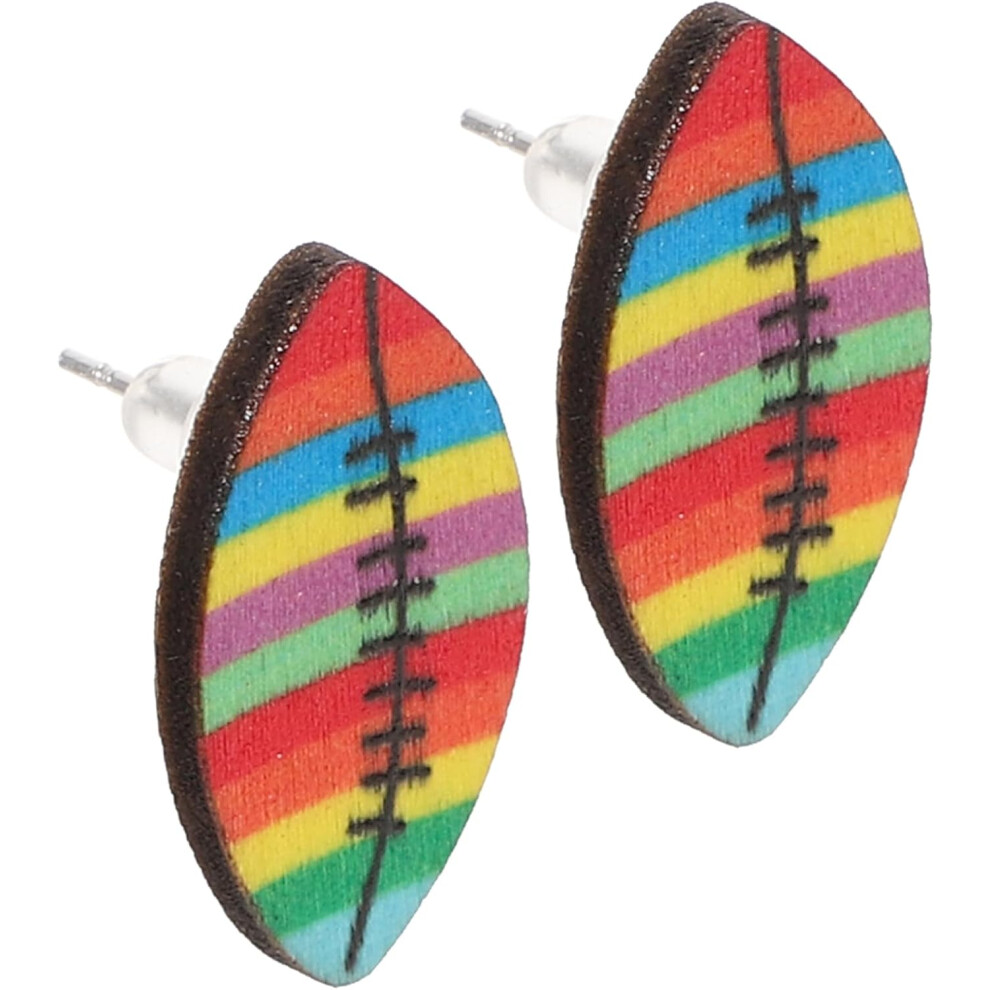 paire de boucles d'oreilles rugby pour femme par Muwix Boucles d'oreilles à tige en bois Motif rugby pour tenues quotidiennes