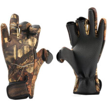 Gants de pêche camouflage, coupe-vent, antidérapants, pour sports de plein air, thermiques, en néoprène, pour la conduite, le cyclisme, taille L