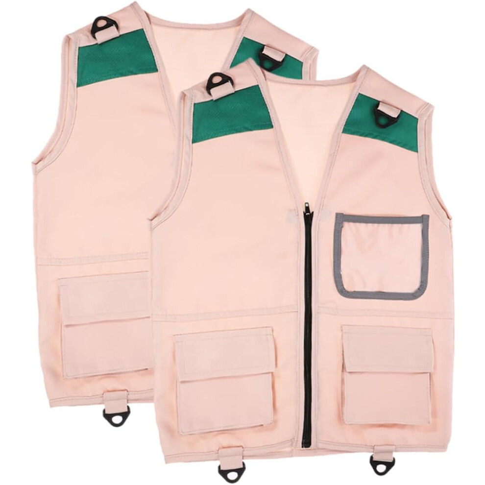 Gilet d'aventure en plein air pour enfants, 2 pièces, vêtements de pêche, gilet d'exploration, vêtements pour enfants, gilet d'explorateur