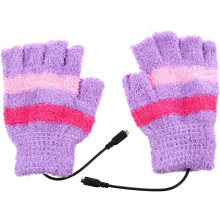 Gants d'hiver mi-doigts pour femme, mitaines chauffantes USB à écran tactile, mitaines mi-doigts