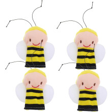 Lot de 4 marionnettes à doigts en forme d'abeilles pour tout-petits, jouets en peluche pour raconter des histoires et jouer en classe