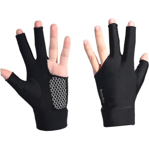 Gants de billard élastiques, respirants, 3 doigts, noirs 1