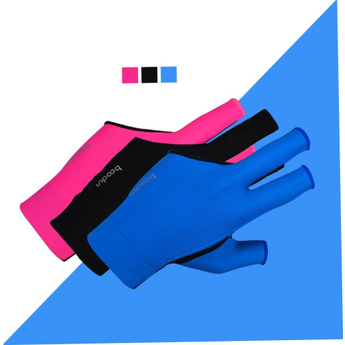Gants de billard élastiques, respirants, 3 doigts, noirs 2
