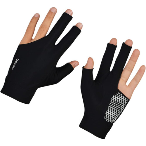 Gants de billard élastiques, respirants, 3 doigts, noirs