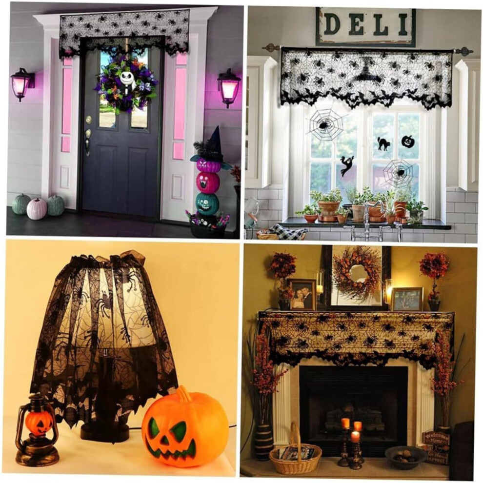 Rideau de porte décoratif en toile d'araignée pour Halloween