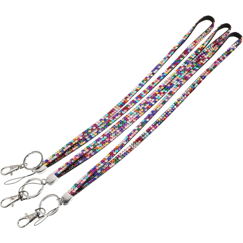 Lot de 3 cordons de cou colorés en strass pour téléphone portable