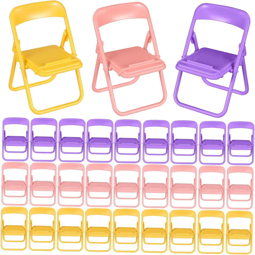 Lot de 30 mini-chaises pliables mignonnes avec support pour téléphone, pour maison de poupée, décoration créative
