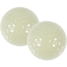 Lot de 2 balles de golf lumineuses pour l'entraînement dans le jardin, en caoutchouc synthétique beige, qui brillent dans le noir