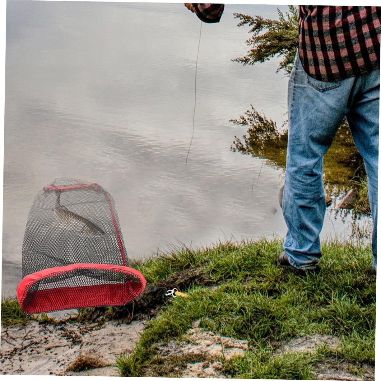 Filet de pêche en nylon avec cordon de serrage, robuste et sans danger ...