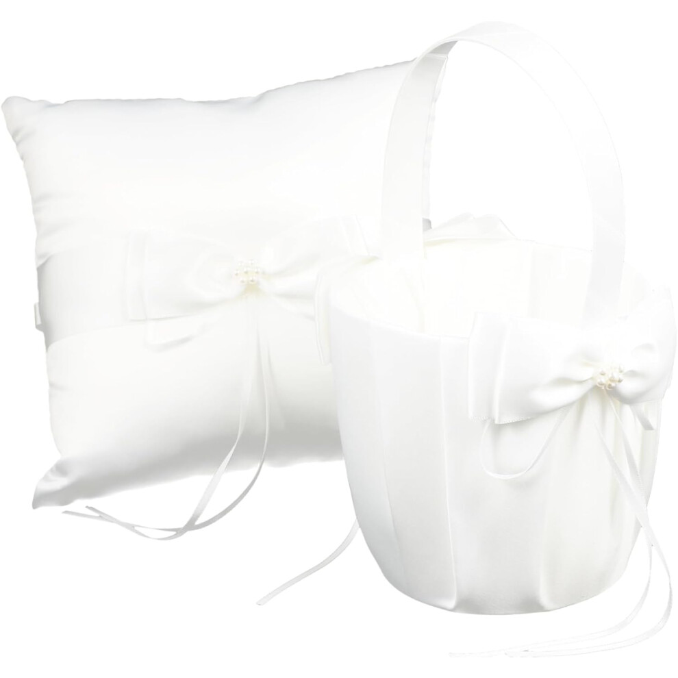 Lot de 2 coussins pour alliances en strass, coussins blancs pour alliances de mariage, coussins modernes en satin
