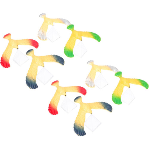 Lot de 8 oiseaux d'équilibre en plastique coloré