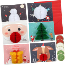 Cartes de vœux de Noël délicates et artisanales pour le festival, lot de 6 enveloppes