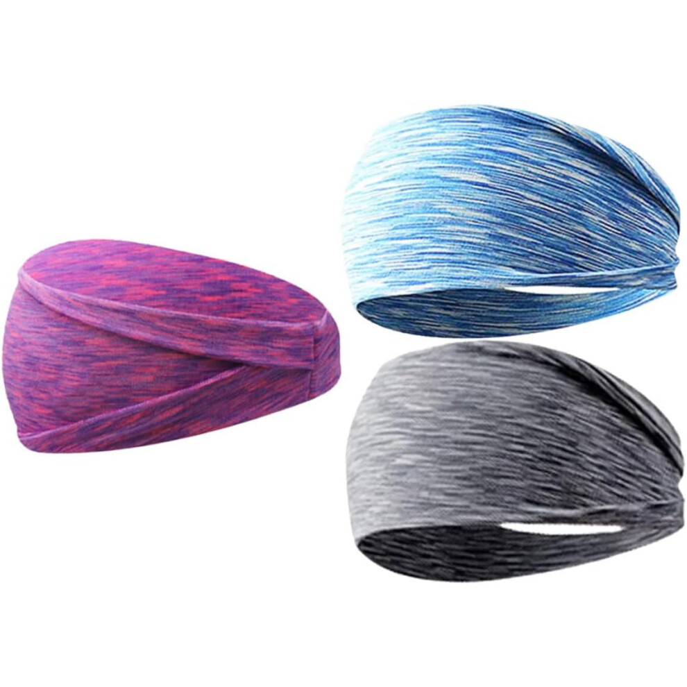 Lot de 3 bandeaux élastiques unisexes pour le sport et le yoga