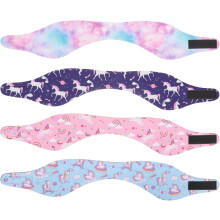 Lot de 4 bandeaux de natation réglables, protège-oreilles, imprimés, pour le sport