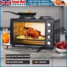 36L Oven with Dual Hotplates Hobs & Grill 3200W Black
