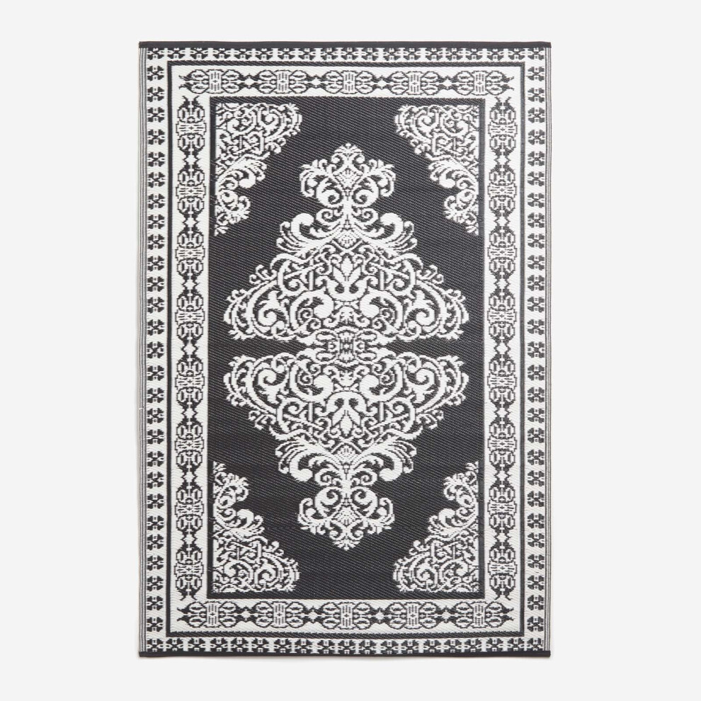 Homescapes Black and White Motif Design Reversible Outdoor Rug