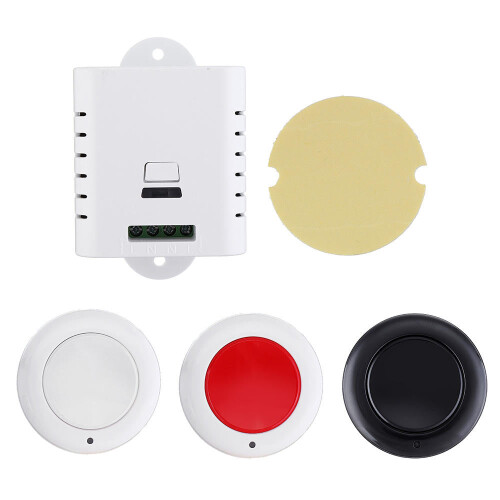 (White, 315MHz) Wide Voltage AC85V-250V Wireless Remote Control Switch + Round Button Transmitter 1