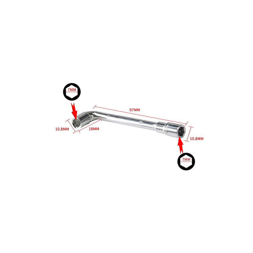 (7mm aperture (for E3D nozzle)) Chrome Plated Double End Perforated L-shaped Socket Wrench E3d/mk8 Nozzle Socket Mini Wrench Pipe Wrench