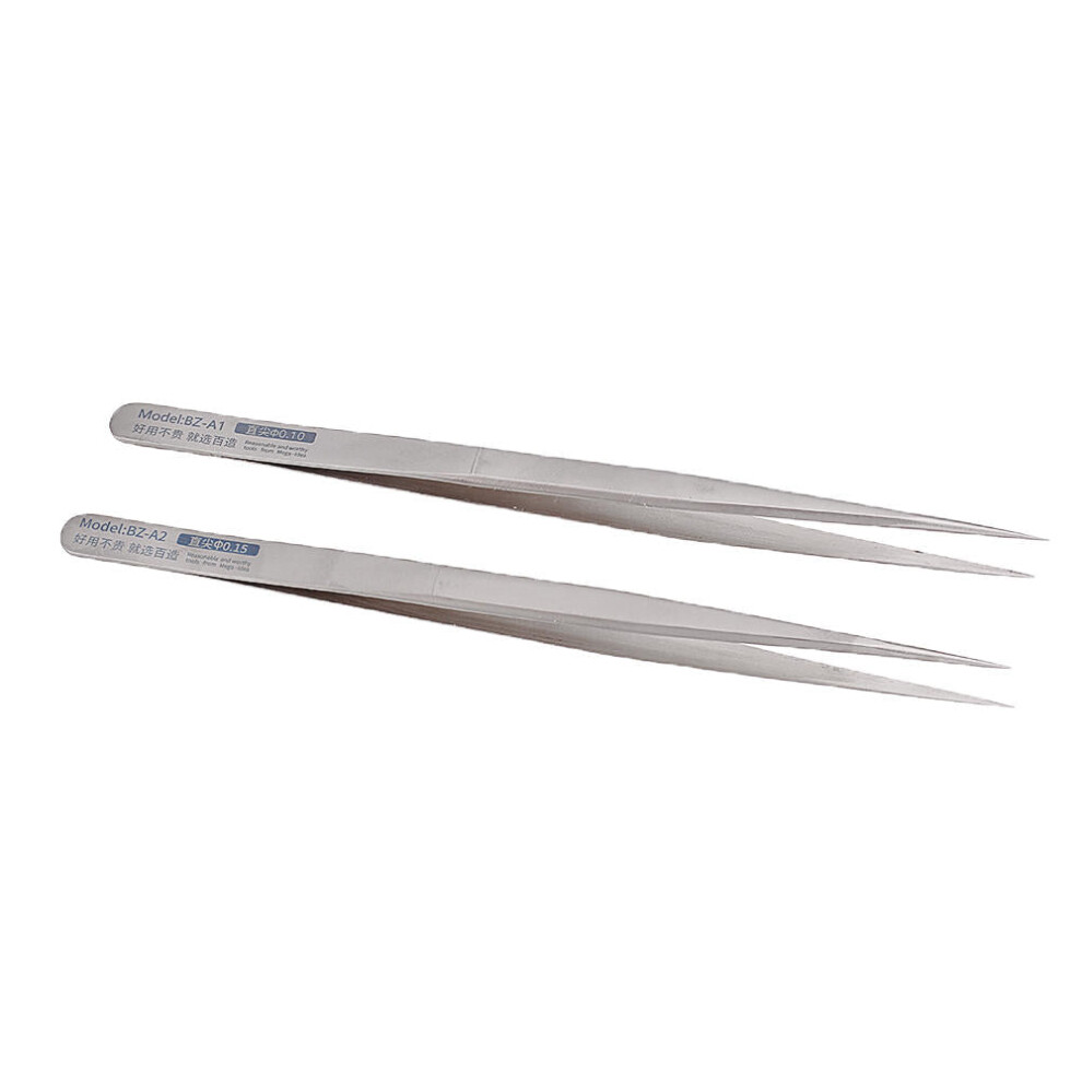 (0.1mm) Non-magnetic Tweezer Anti-static Straight Tip Precision Stainless Steel Forceps Phone Repair Hand Tools Sets