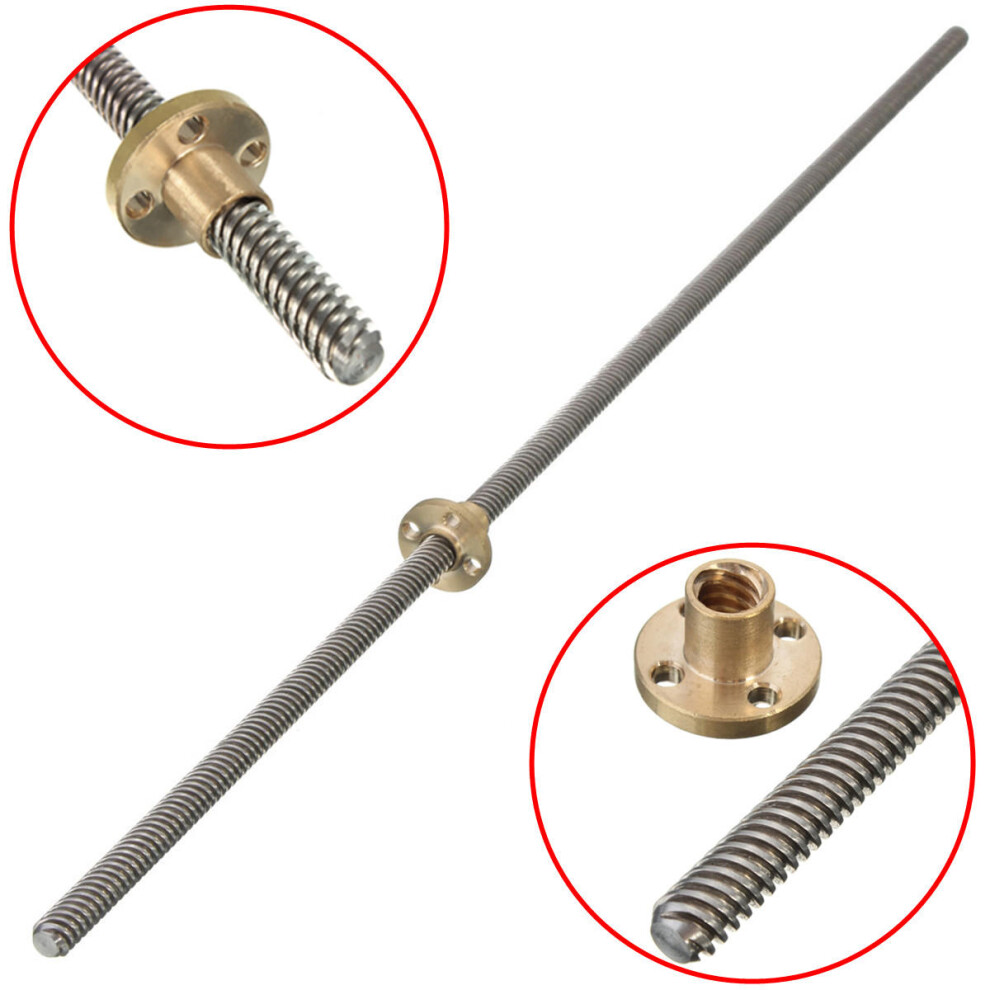 500Mm Lead Screw 8Mm Thread 2Mm Pitch Lead Screw With Copper Nut 9078193502596