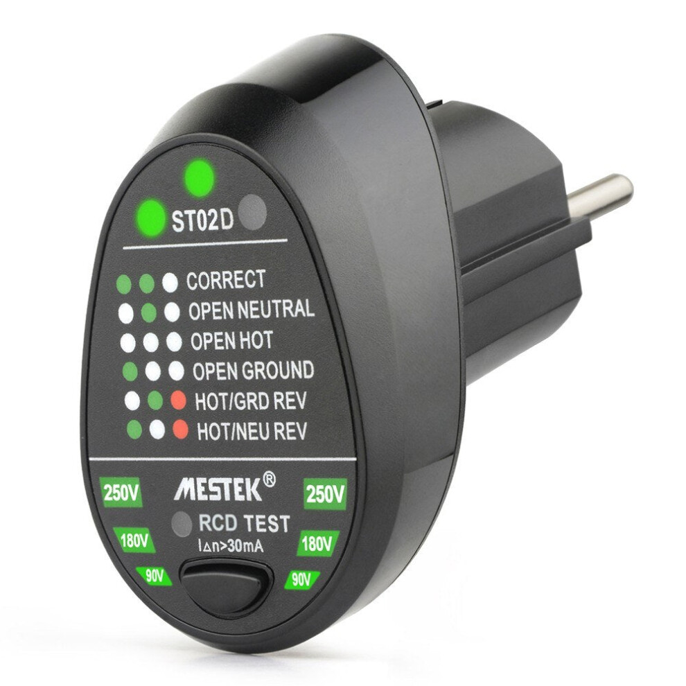 (EU plug) RCD Electric Socket Tester Automatic Neutral Live Earth Wire Testing Circuit Polarity Detector Wall