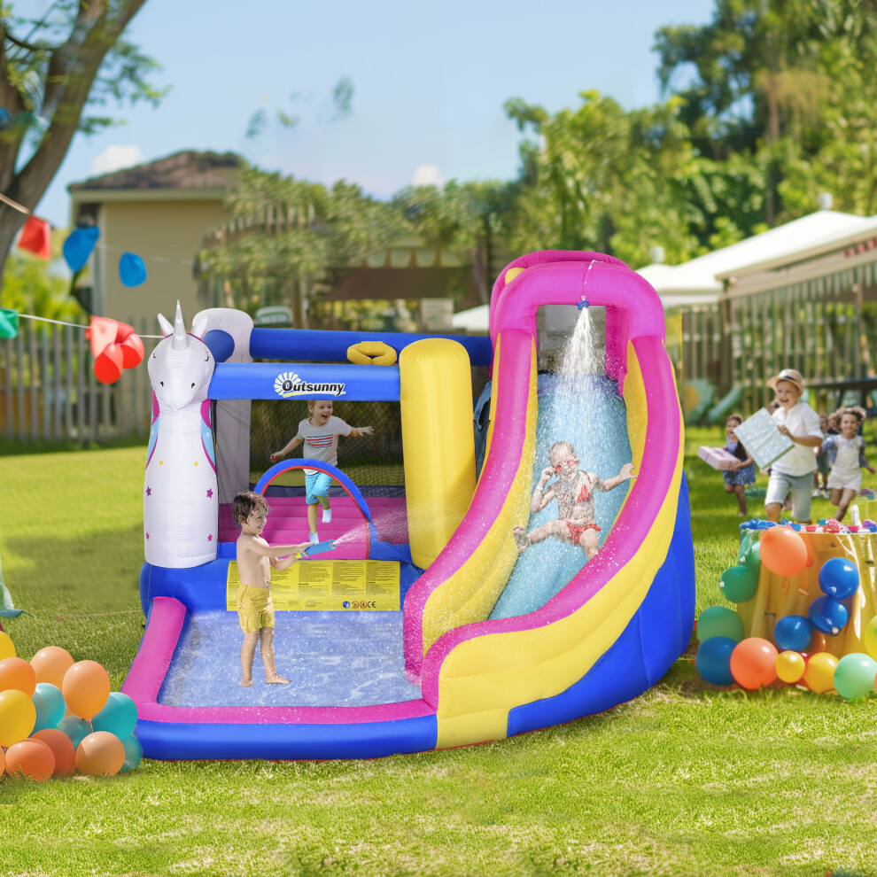 Outsunny 5 In 1 Bouncy Castle For Children With Blower, For Ages 3-8 Years