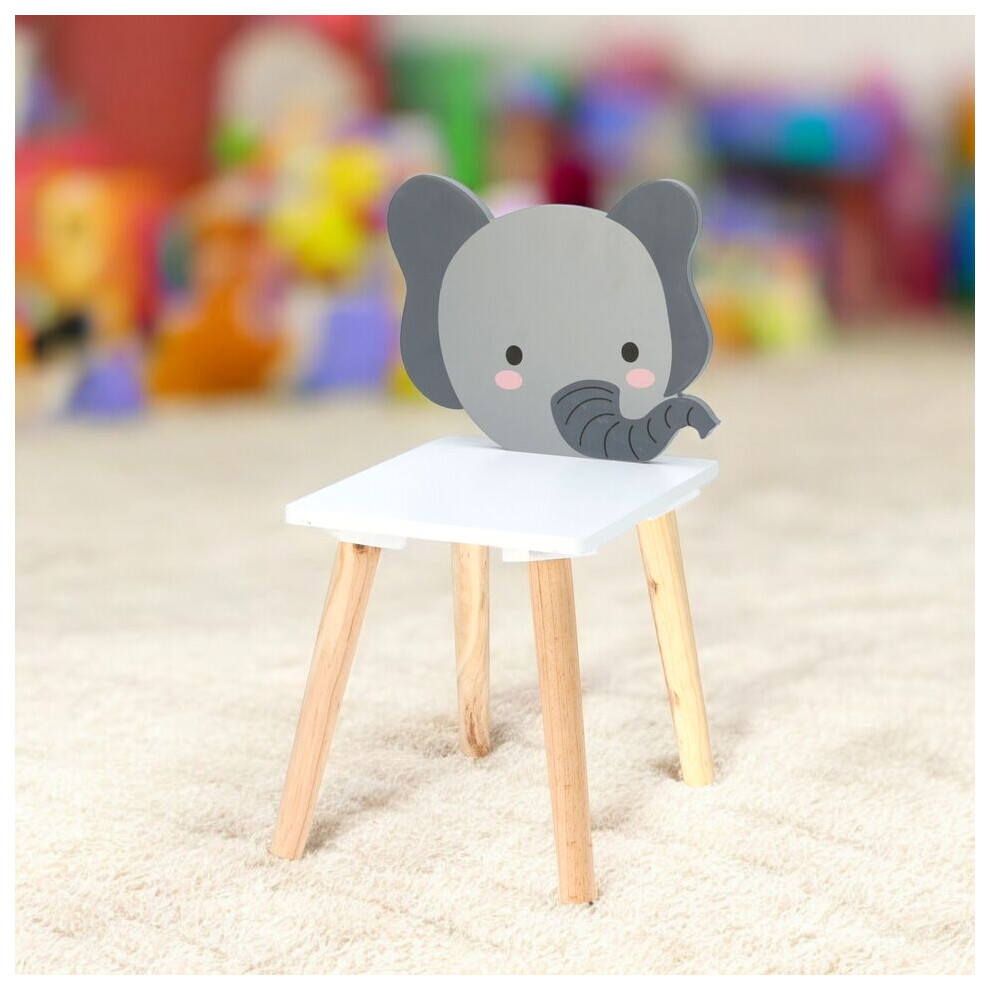 Urbn Living (1X Elephant) Children Kids Wooden Chair Playroom 24X29.5x52cm Multicoloured