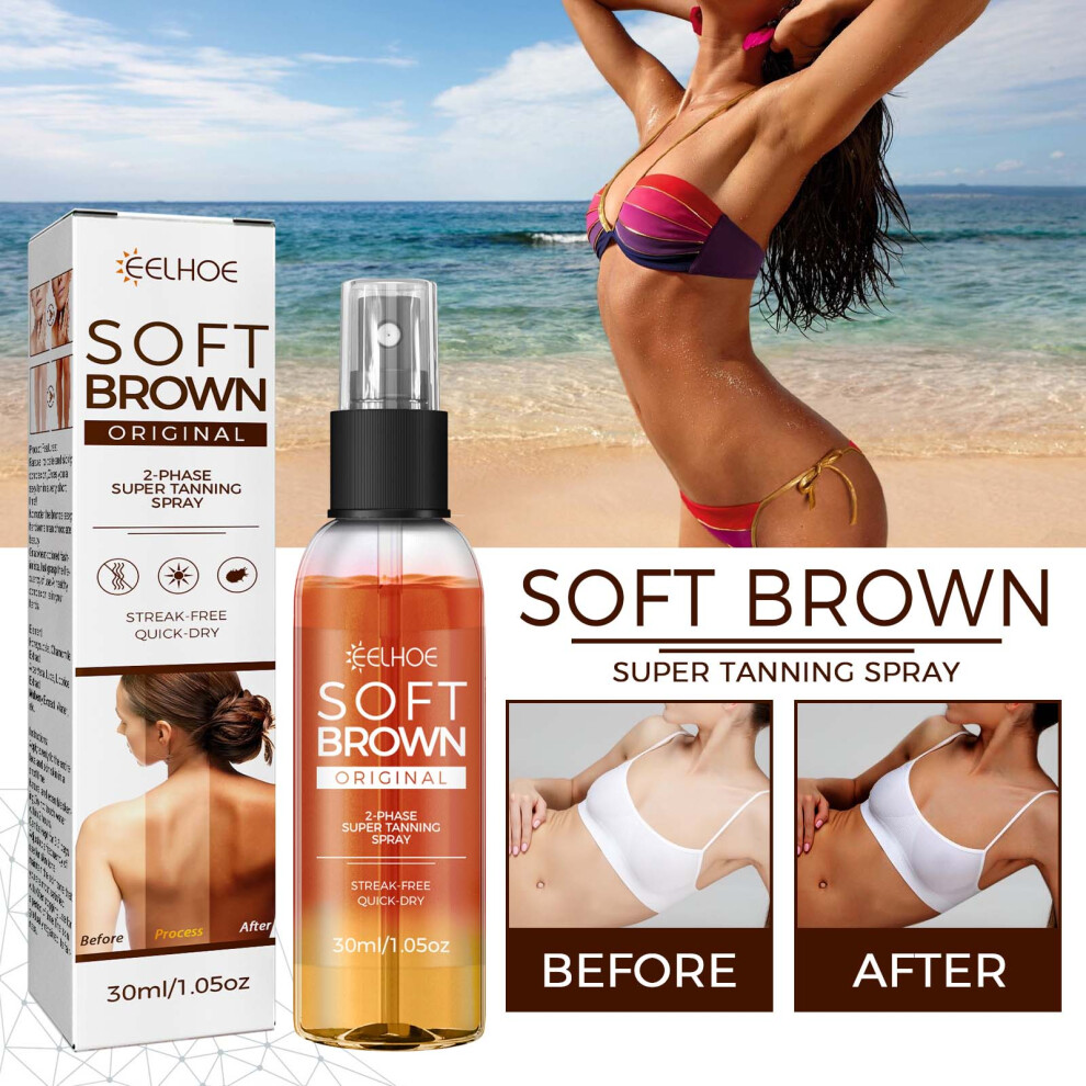 EELHOE Helps Tan Spray, Helps Black Refreshing Natural Bronzer Wheat Color Helps Tan Spray