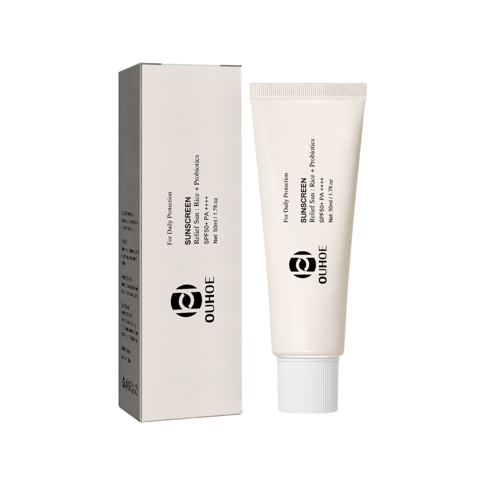 OUHOE Rice Probiotic Protective Cream, Refreshing Anti-UV Moisturizing Face Protective Cream