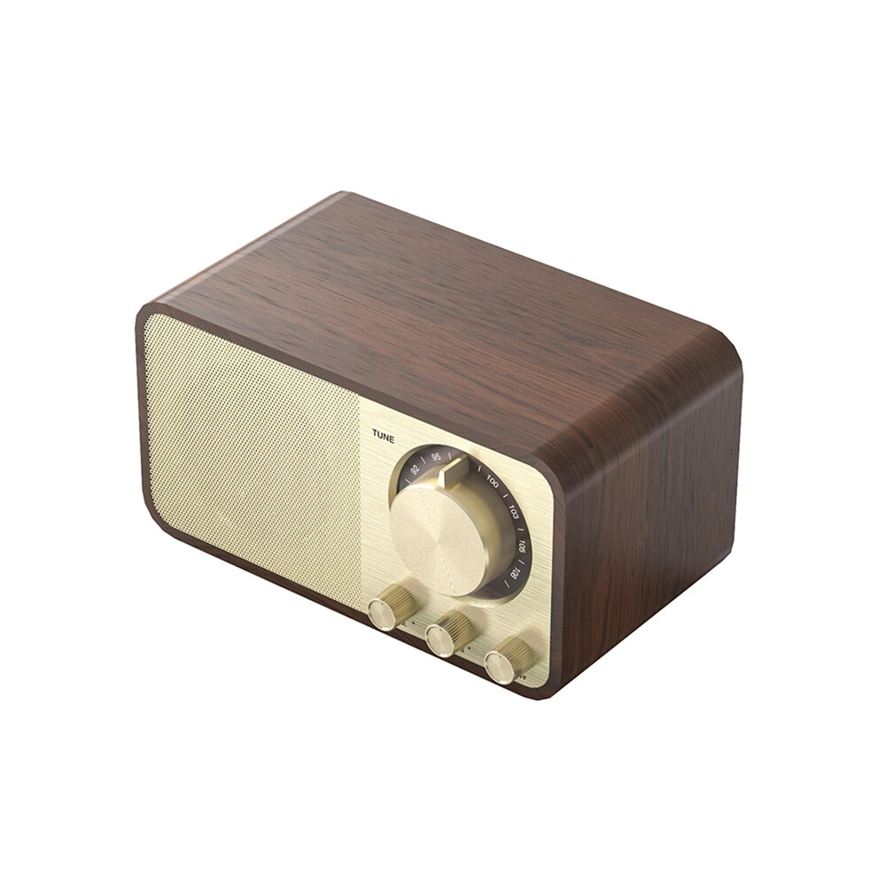 (Walnut) Portable Nostalgic Retro Fm Radio Walnut Vintage Radio Receiver Wireless Subwoofer Bluetooth Speaker 9008532403789