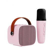 (pink with 1 mic) Mini Karaoke Machine for Kids and Adults Portable Speaker With Wireless Microphone for Home KTV Birthday