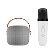 (white with 1 mic) Mini Karaoke Machine for Kids and Adults Portable Speaker With Wireless Microphone for Home KTV Birthday